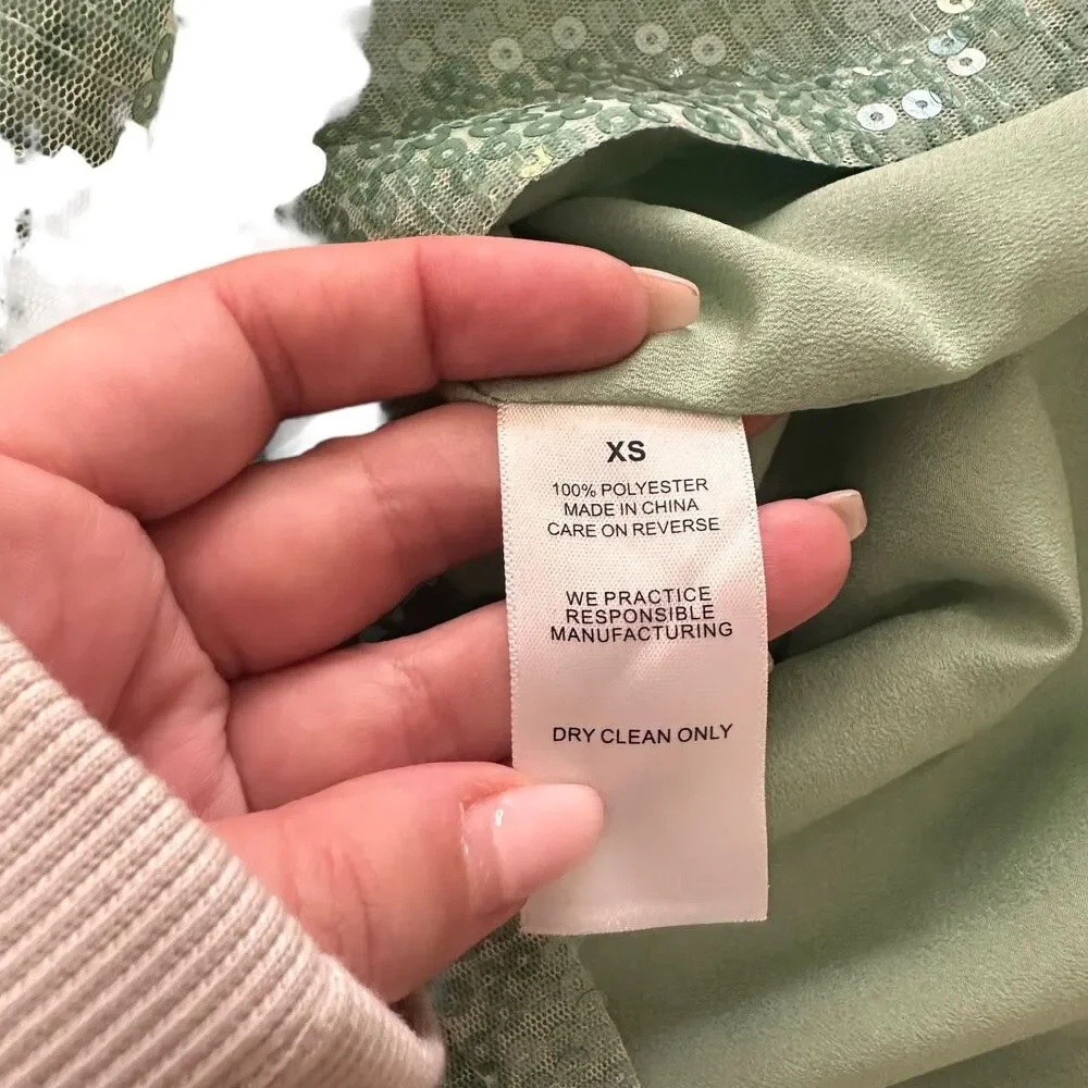 NONCHALANT Christy Sequined Mini Skirt Sage‎ Green X-Small